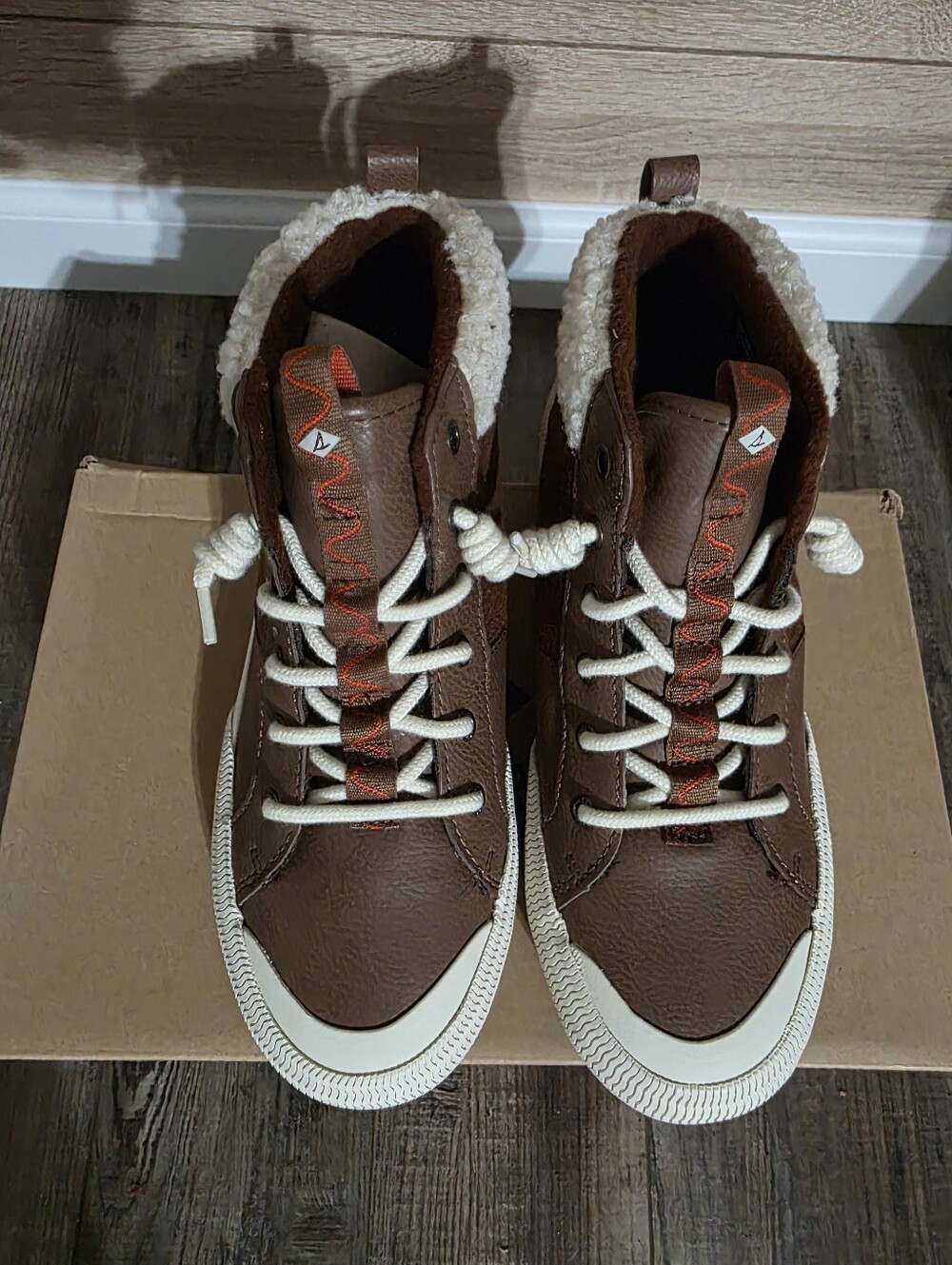 Women's Brown Faux-Shearling High-Top Casual Sneakers